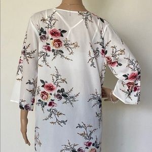 Women’s 3/4 sleeve floral chiffon casual cardigan